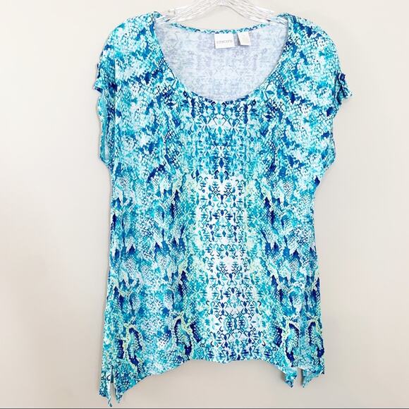 Chico's Tops - Chico’ Blue Mixed Print Top
